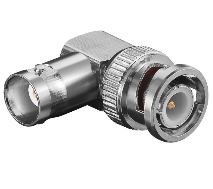 Переходник антенный BNC/50ohm M/F (UG306/U) Goobay 90° уговой адаптер Gold